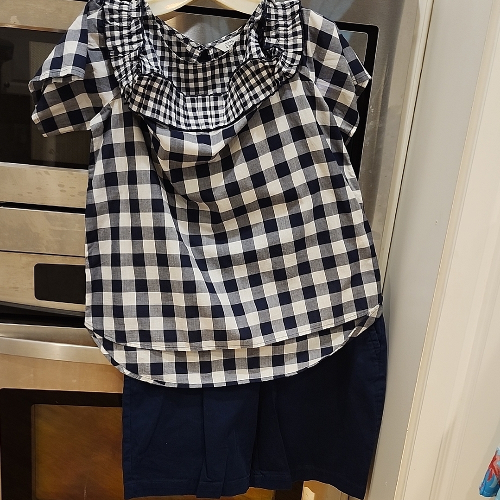 Crown And Ivy Outfit Gingham Checkered Top - Black and White